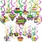 Mardi Gras Party Hanging Swirls Decorations, Mardi Gras Themed Foil Swirls for New Orleans Party Ceiling Decoration, Mardi Gras Swirls Streamer for Masquerade Party Supplies, 30pcs